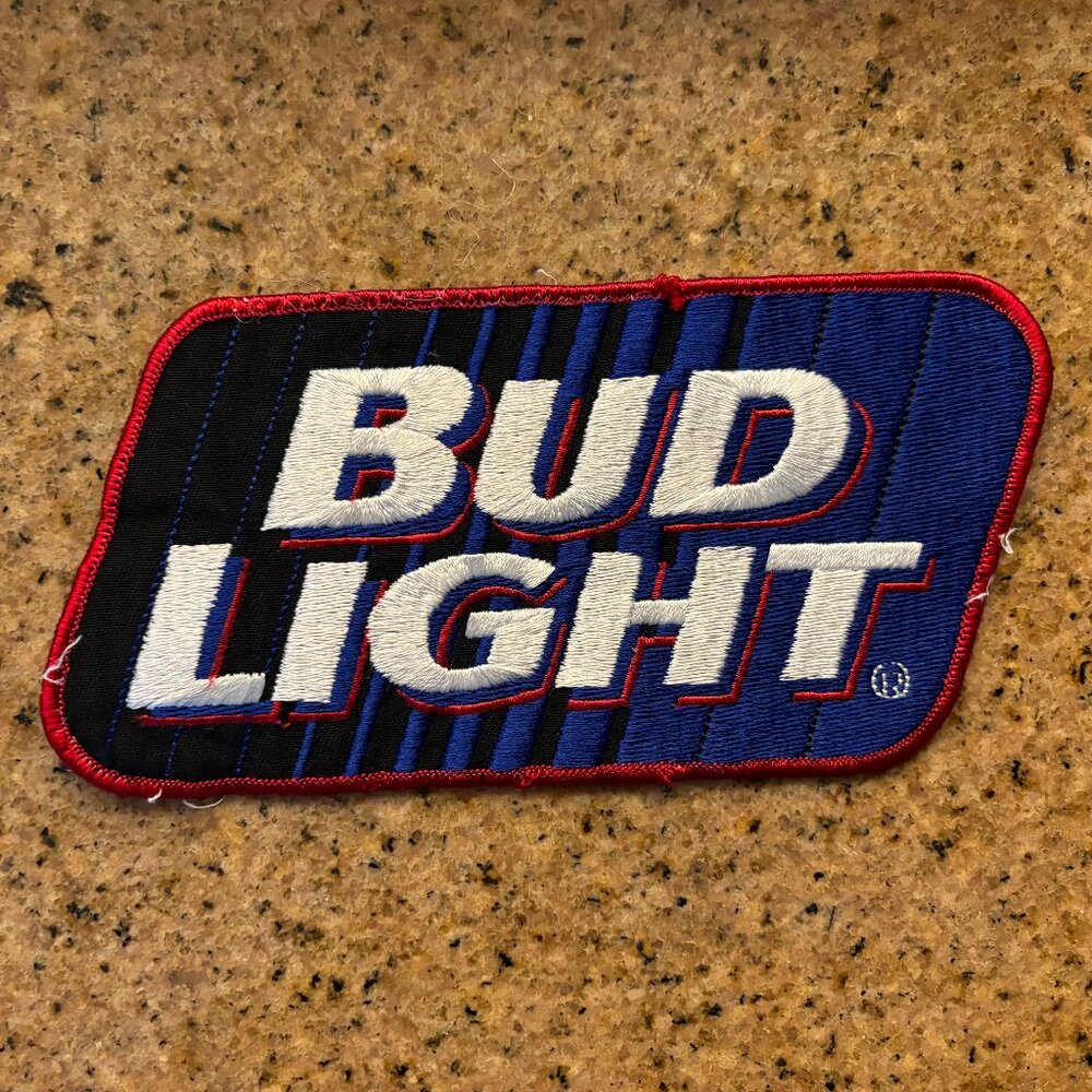 Vintage Bud Light Patch Large Black Blue Red White